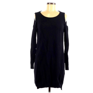 Sanctuary M black cold shoulder scoop neck hi-low knit long sleeve sweater dress